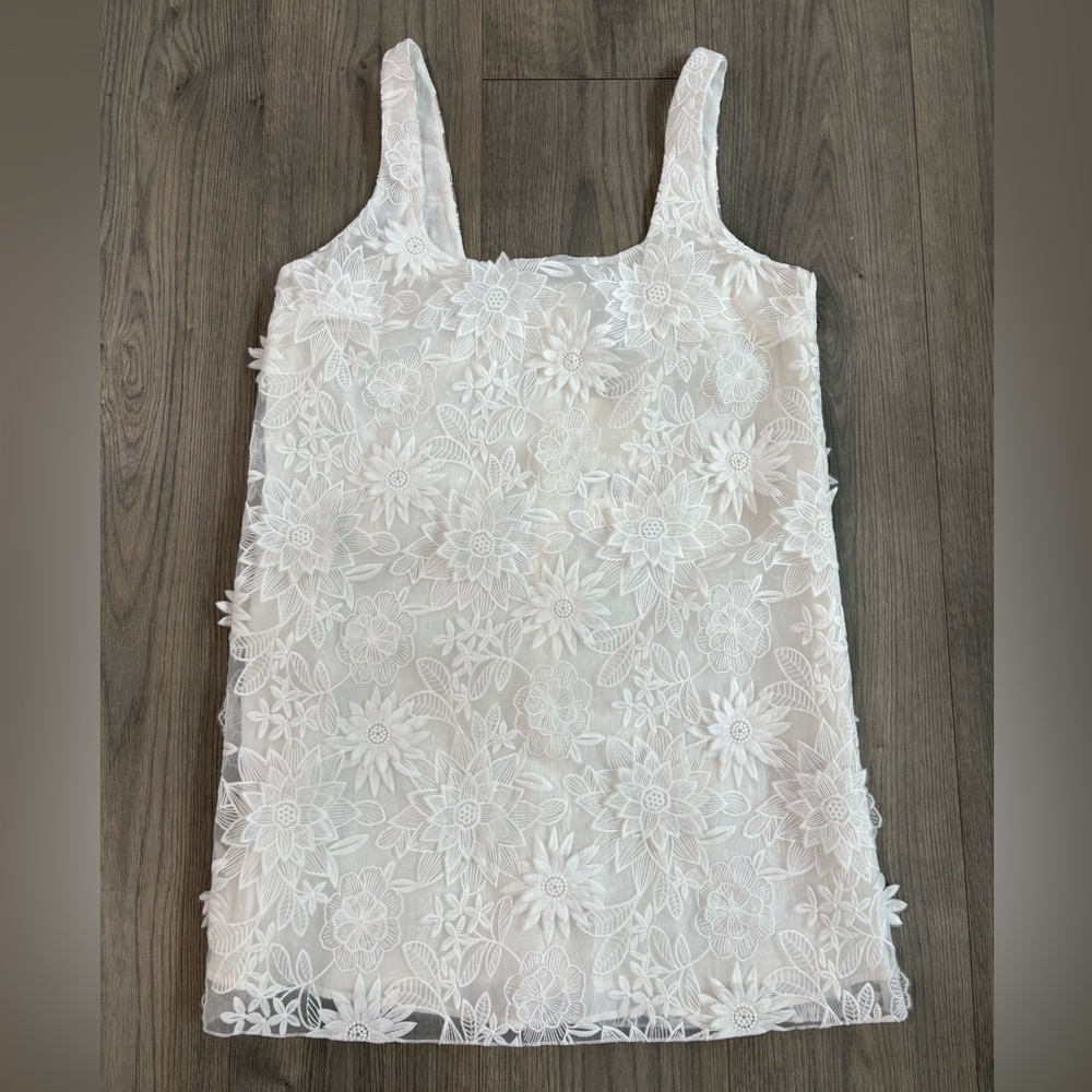 Zara White Floral Appliqué Mini Dress